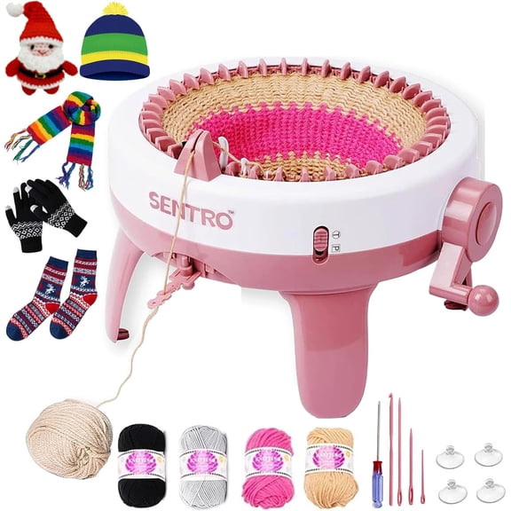 Knitting Machine, 48 Needles Smart Crochet Machine with Row Counter for Adults and Beginners, Automatic Circular Weaving Spinning Loom Kit Hat,Socks,Scarves,Gloves