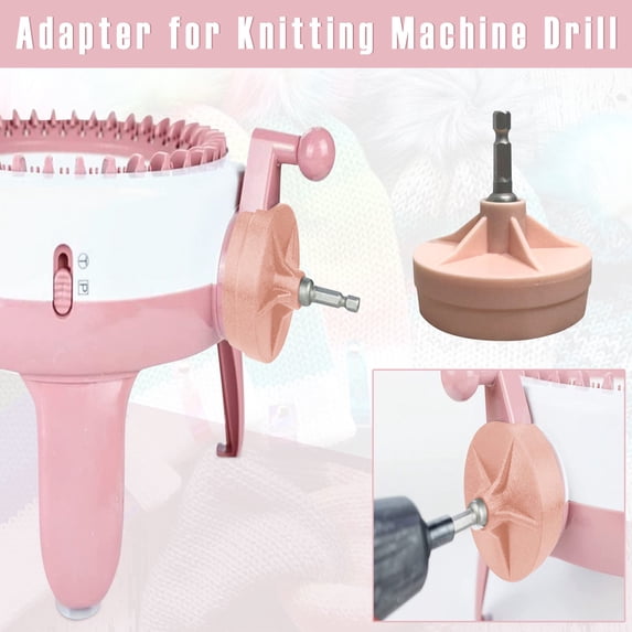 Knitting Machine Adapter Cozival Knitting Machine Adapter for Drill, Knitting Mill Motor Attachment, Electric Yarn Winder Tool, Quick Knitting Accessory for Home Diy, Electric Yarn Winder, Pink