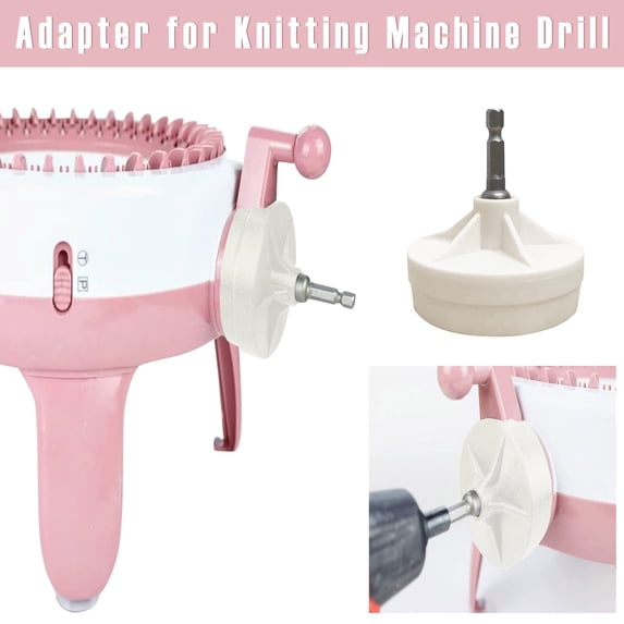Knitting Machine Adapter Cozival Knitting Machine Adapter for Drill, Knitting Mill Motor Attachment, Electric Yarn Winder Tool, Quick Knitting Accessory for Home Diy, Electric Yarn Winder, White