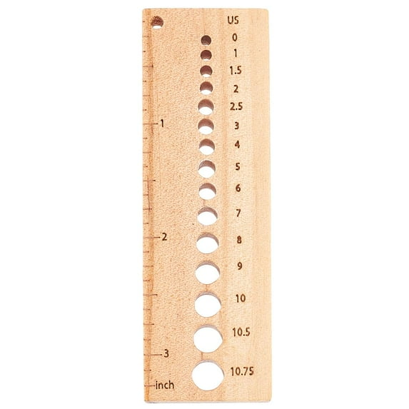 Knitting Needle Gauge CM Ruler Wooden Crochet Ruler 3.35x1.06x0.43 Inch Geometric Template Ruler with 15 Measuring Holes for DIY Measuring Needle Size