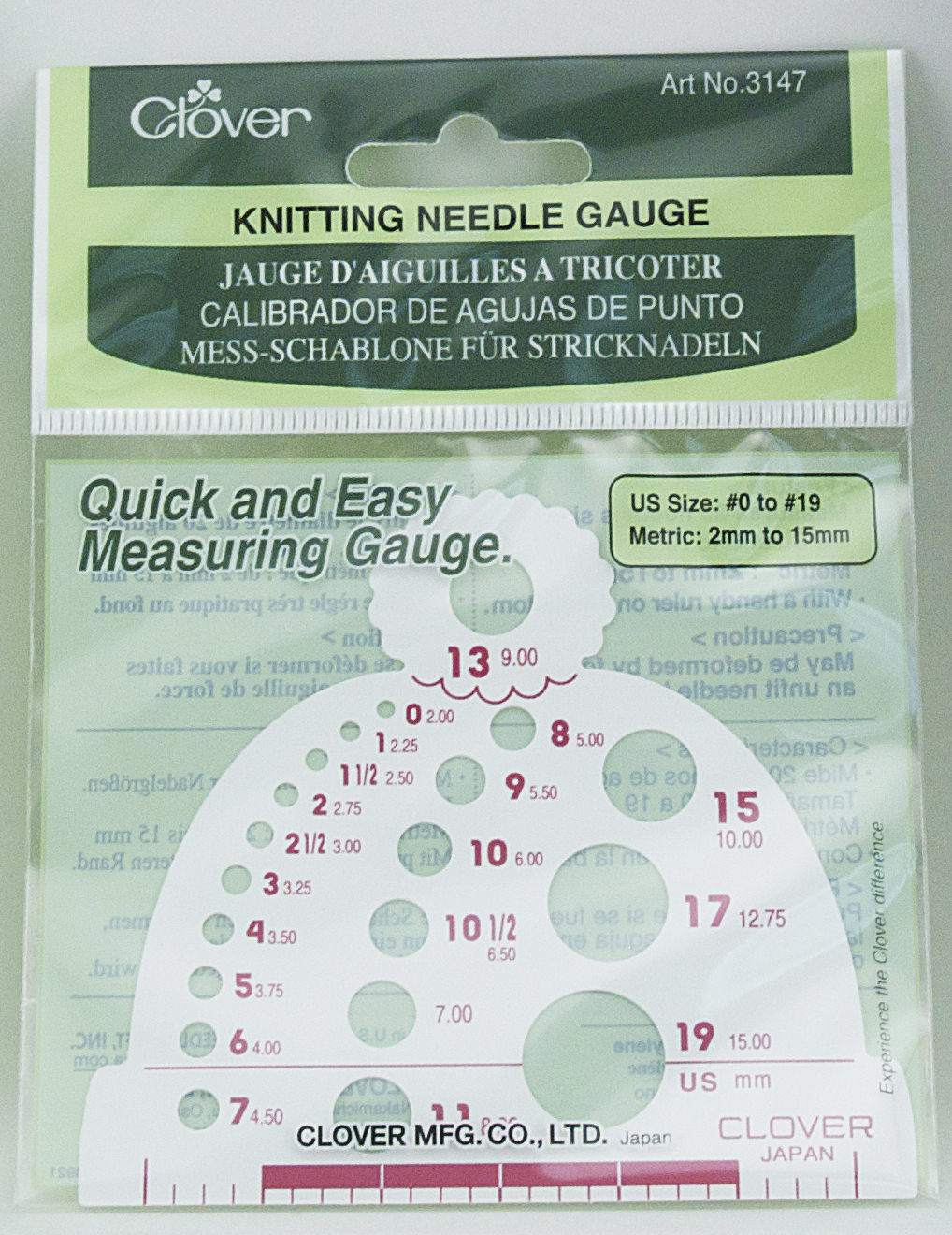 Knitting Needle Gauge 