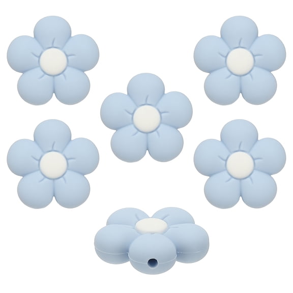 Knitting Needle Point Protectors, 6Pcs Needle Tip Stoppers Flower Covers Caps Stitch Stopper for Crochet Quilting Sewing DIY Crafts, Light Blue