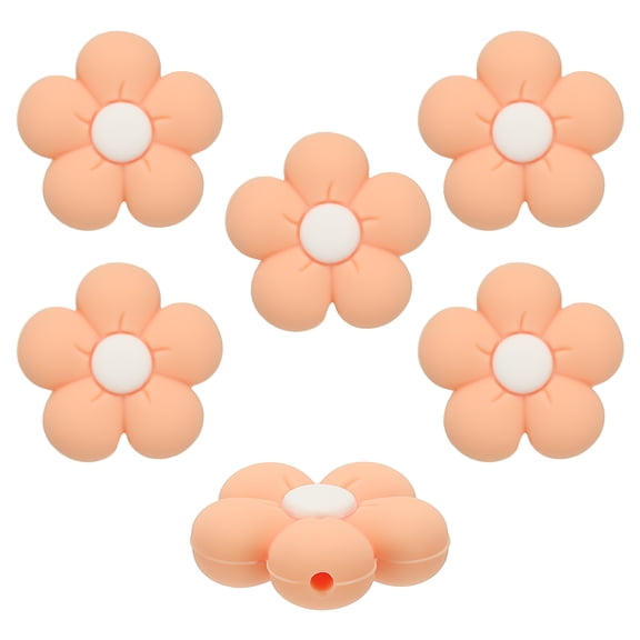 Knitting Needle Point Protectors, 6Pcs Needle Tip Stoppers Flower Covers Caps Stitch Stopper for Crochet Quilting Sewing DIY Crafts, Orange