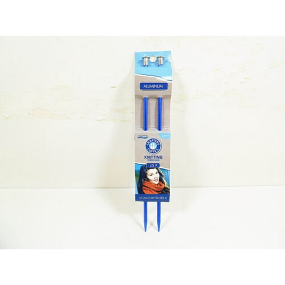 Knitting Needles 10" Aluminum Blue US 9 Needle Knit Yarn 2 Pc Knitted Fabric Pin