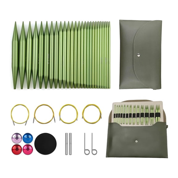 Knitting Needles Set Interchangeable Aluminum Circular Knitting Needles Set 13 Pairs of 4 Inch Aluminum Needles