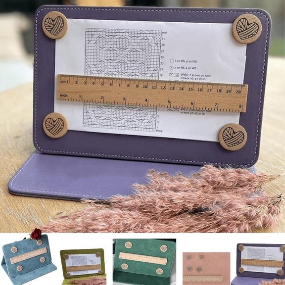 Knitting Pattern Holder, Magnetic Chart Keeper Knitting Tool, New Knit Tool Accessories, Foldable Cross Stitch Pattern Holder for Crochet Lovers (Purple)