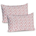 thumbnail image 1 of Knitting Pillow Sham Set of 2, Pink Balls of Yarn Knitwear Needles Sewing Thread Strings Tailoring, Quality Microfiber Bedding Item for All Seasons, 26" x 20", Charcoal Grey and Coral, by Ambesonne, 1 of 3