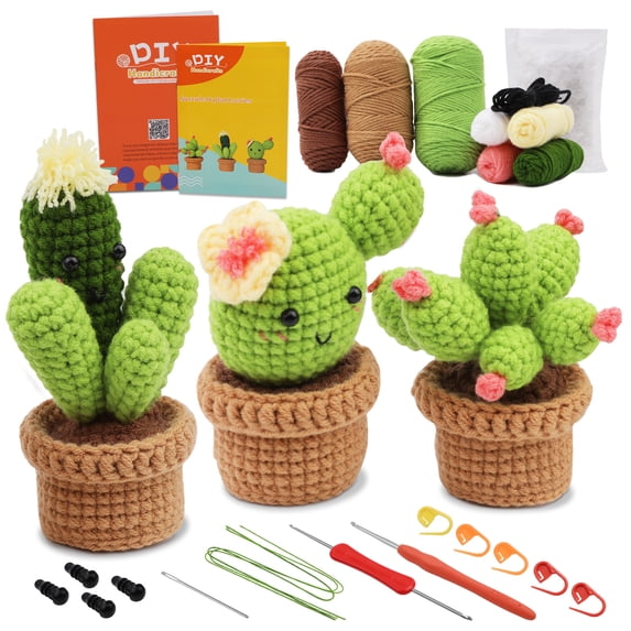 Knitting Potted Animals Crochet Material Pack Wool Weaving Group Crochet Ornament Handmade DIY