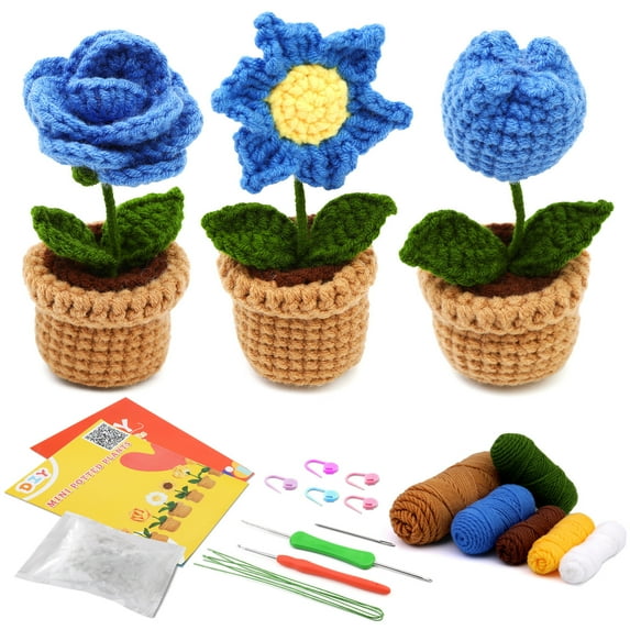 Knitting Potted Animals Crochet Material Pack Wool Weaving Group Crochet Ornament Handmade DIY