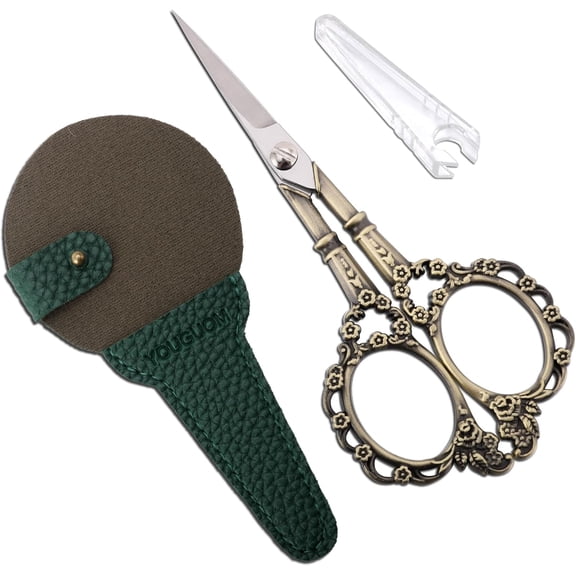 Knitting Scissors with Case Crochet Threading Sewing Shears for Embroidery Craft Artwork Needlepoint Bronze Little Snips