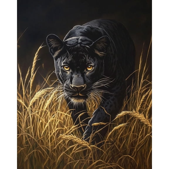 Knitting Starter Kit Animal black panther Printed Cross Stitch Kits Embroidery Kit 16x20in