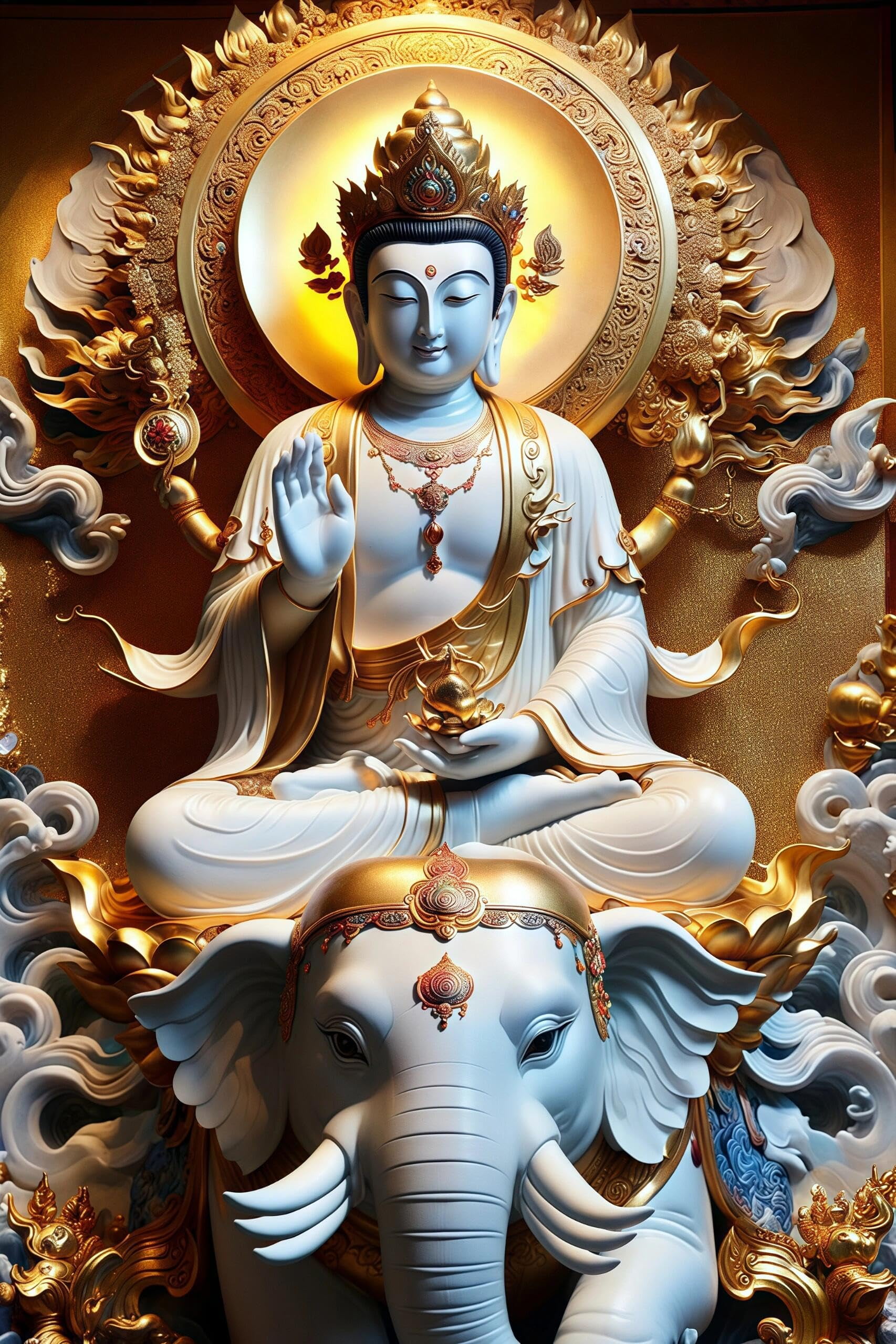Knitting Starter Kit Buddha statue Printed Cross Stitch Kits Embroidery Kit 16x20in