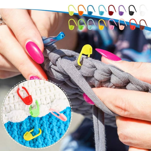 Knitting Stitch Markers Under $5! Yrmaups 200 Pack Colorful Knitting Stitch Markers, Plastic Crochet Place Holders and Row Counters, Assorted Color Craft Pins for DIY and Sewing Projects