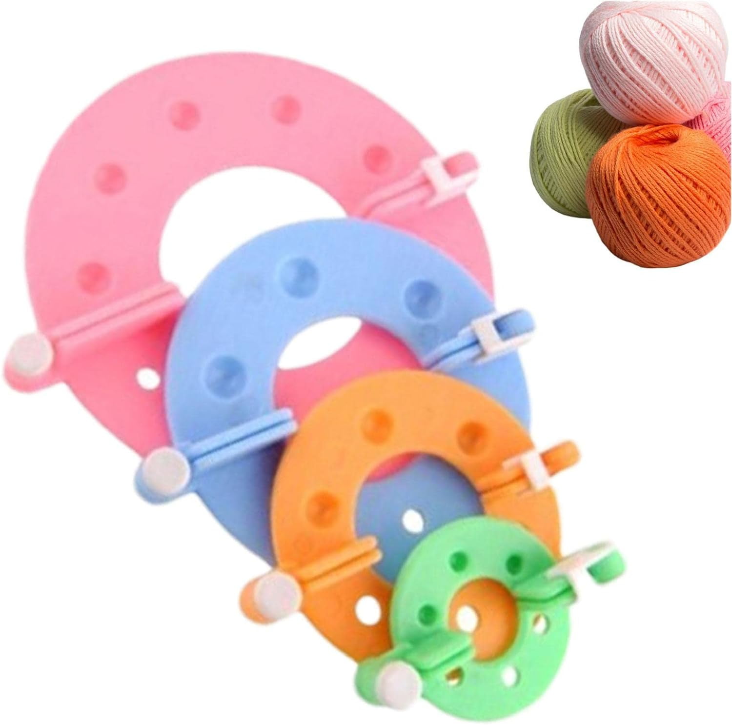 JoGoi Pompom Makers,6 Taglie Fluff Sfera Weaver+12 Colori Filato Acrilico+1 Pz Forbici,Set di Strumenti per Fare Pompon,DIY Fatto a Mano per Adulti e Bambini(19 Pezzi