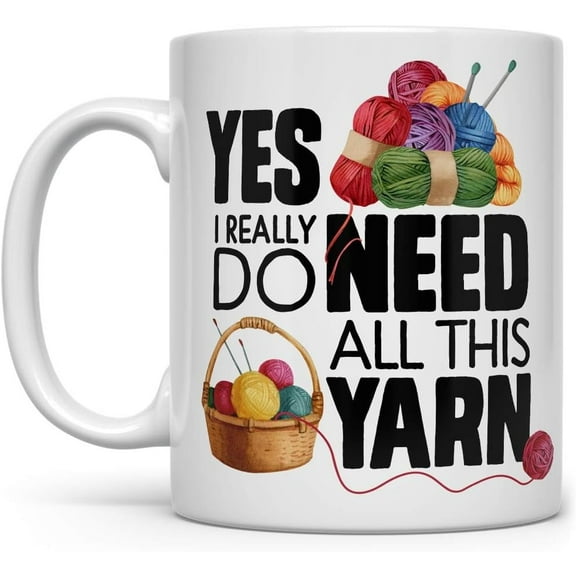 Knitting and Crochet Lover Coffee Mug 1 Side, Yarn Collector Cup for Crafters and Creative Makers