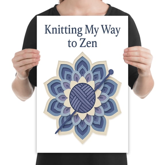 Knitting wall art, 13x19 print for craft rooms and yarn lovers seeking calm mandala decor