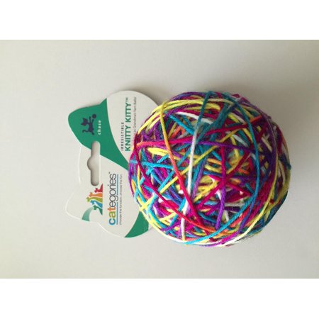 Knitty  Large Multi-Color - Yarn Cat Toy With Rattle
