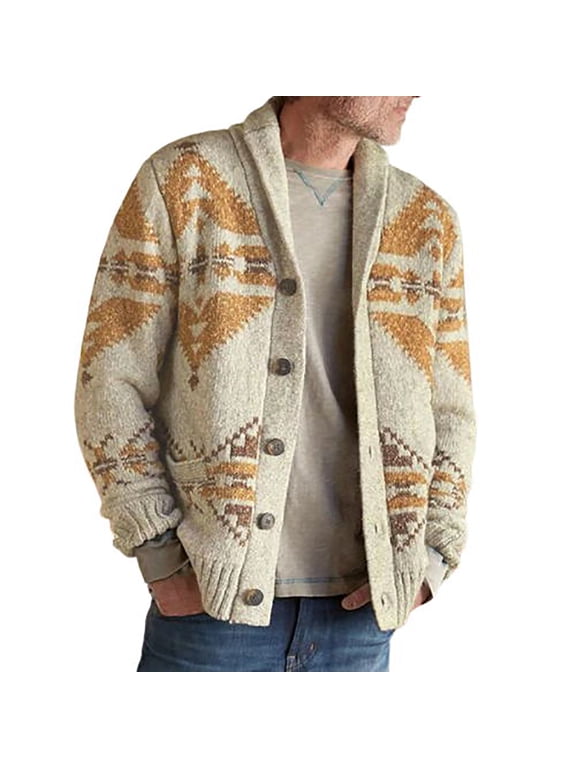 Knitwear Sweater for Men's Coat Retro Lapel Button Loose Plus Size Cable Knited Cardigan Henley Sweater Fall Winter Sweater Loose Oversized Jacket