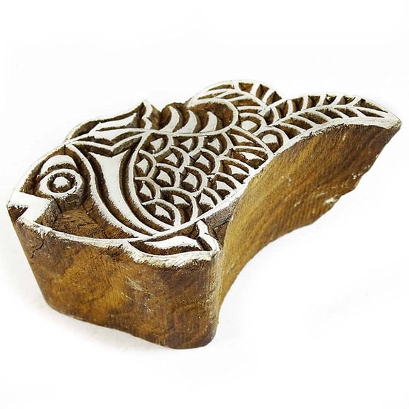 Knitwit Fish Stamp Wood Stamps Indian Hand Craved Printing Block Textile Stamp