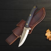 Knives Ranch 8" Fixed Blade Tool, 440C Stainless Steel, Micarta Handle, Drop-Point, Leather Sheath