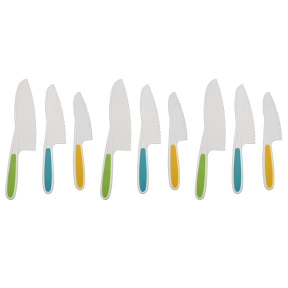 Knives for Kids 9-Piece Nylon Kitchen Baking Knife Set,Children's Cooking Knives Firm Grip, Serrated Edges