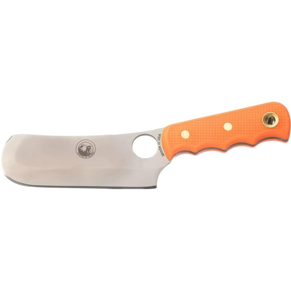Knives of Alaska Brown Bear Fixed Blade Knife 6.5" Cleaver D2 Bead Blasted Blade SureGrip Handle Orange