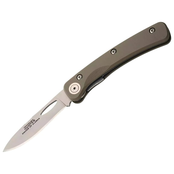 Knives of Alaska Featherlite Hunter Pocket Knife 3" Drop Point D2  Blade G-10 Handle OD Green with Pocket Clip
