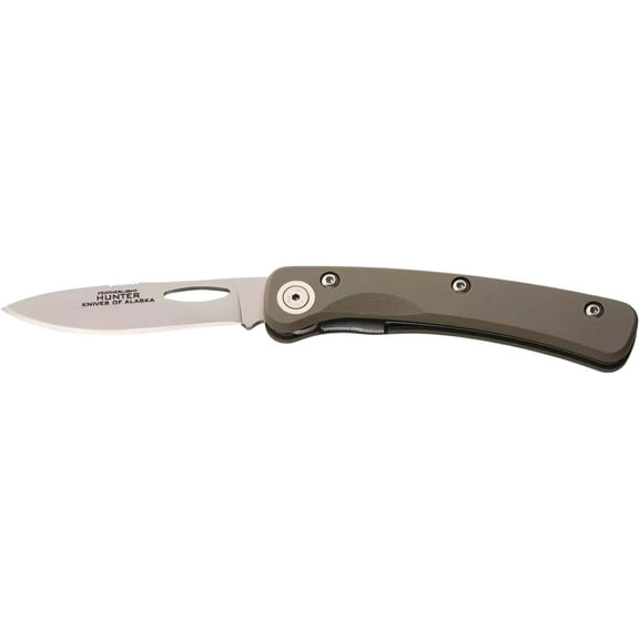 Knives of Alaska Featherlight Hunter Pocket Knife 3" Drop Point D2 Bead Blasted Blade G-10 Handle Olive Drab
