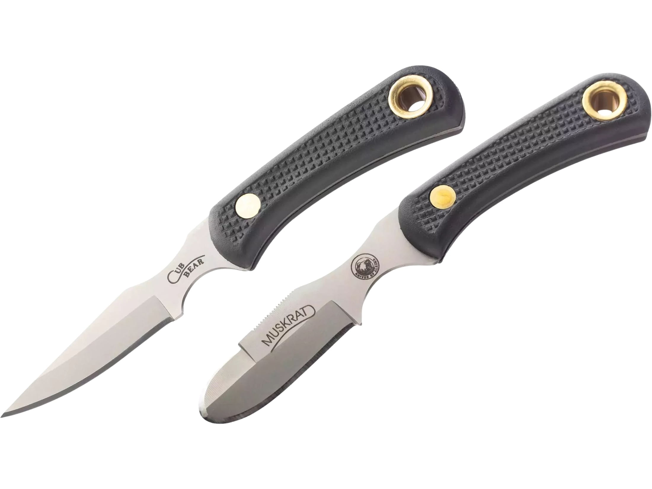 Knives of Alaska Muskrat/Cub Bear D2 Steel Fixed Blade Knife Combo, 2.25in/2.75in, D2 Steel Blades, Black Suregrip Handle