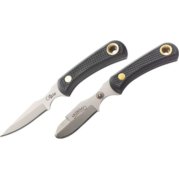 Knives of Alaska Muskrat/Cub Bear D2 Steel Fixed Blade Knife Combo, 2.25in/2.75in, D2 Steel Blades, Black Suregrip Handle