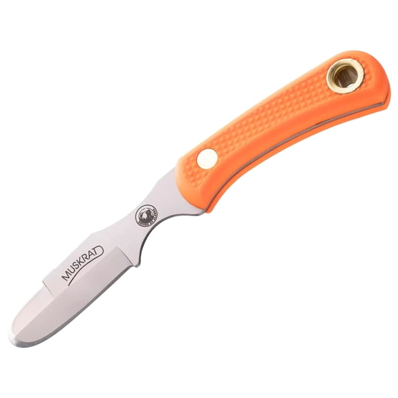 Knives of Alaska Muskrat Fixed Blade Knife 2.25" Caping D2 Satin Blade SureGrip Handle Orange