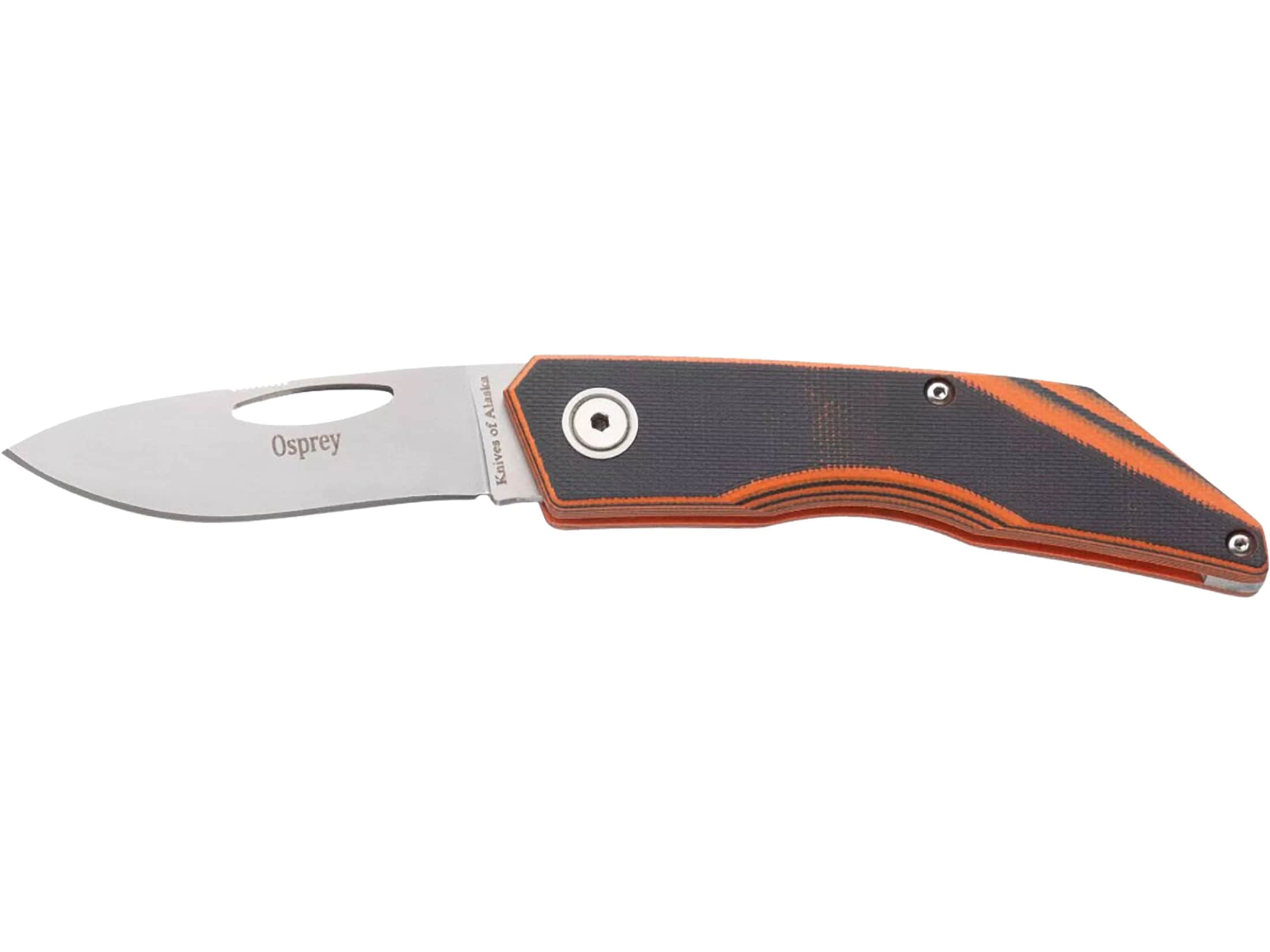 Knives of Alaska Osprey Pocket Knife 2.32" Drop Point D2 Bead Blasted Blade G-10 Handle Orange