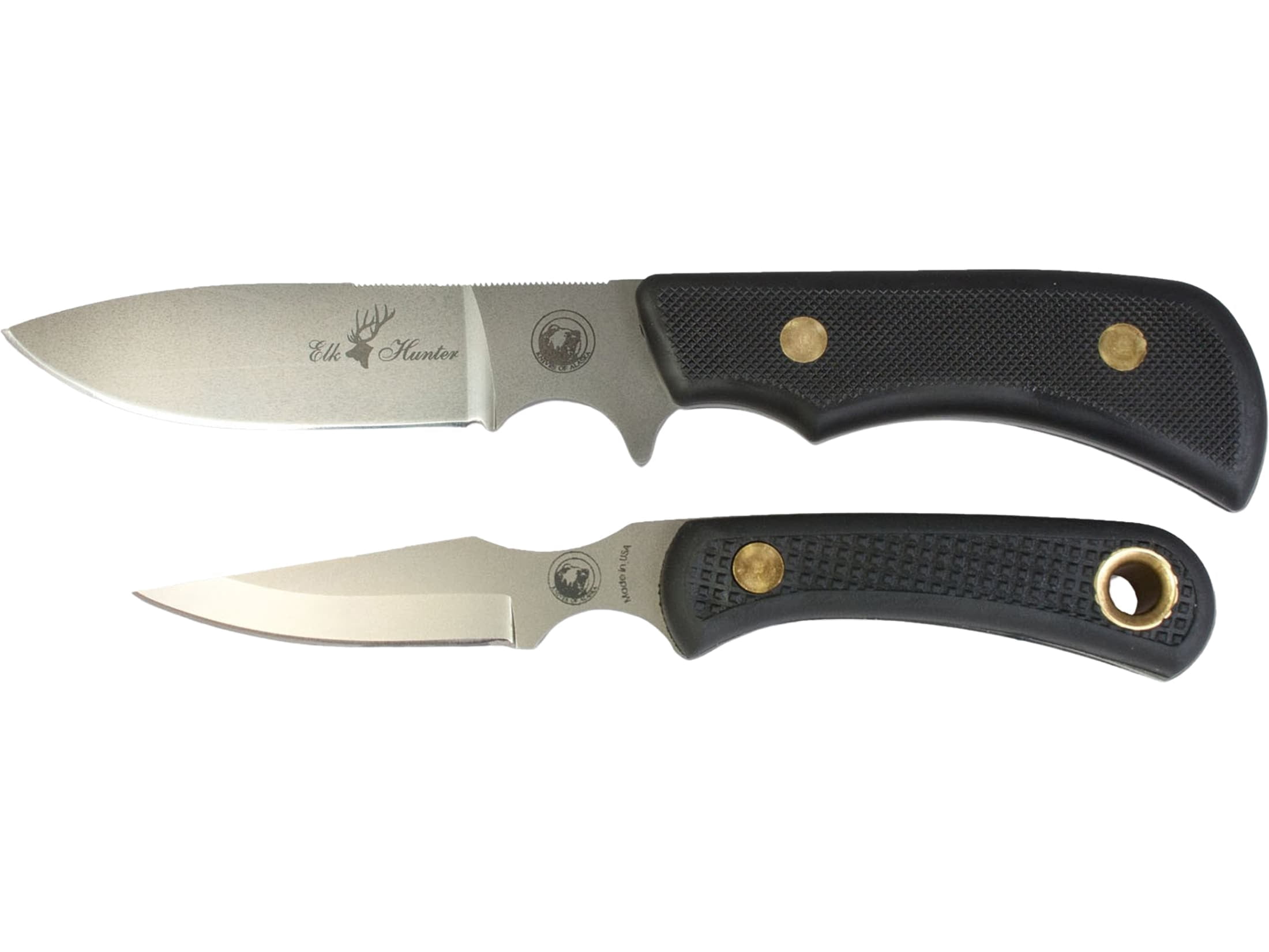 Knives of Alaska Trekker Elk Hunter/Cub Bear Combo Fixed Blade Knife Set D2 Tool Steel Blades SureGrip Handle Black