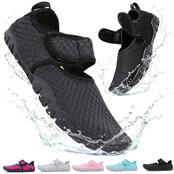 Knivor Adjustable Strap Water Shoes for Women Quick-Drying Comfort Water Footwear Hook & Loop Non-Slip Swim Shoes for Beach Yoga Casual
