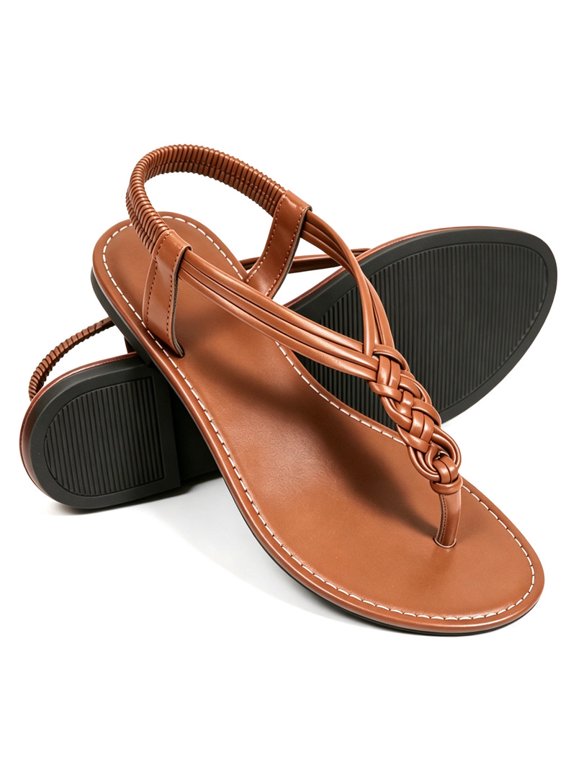 Casual T-Strap Thong Sandals for Women Open Toe Summer Boho Slide Sandals Non Slip Sole Comfortable for Walking Beach Dressy Sandals