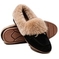 thumbnail image 1 of Knivor Cozy Moccasin Slippers for Women Metal Slip On Warm Fluffy Slippers Closed Toe Fashion Loafers Slippers for Indoor Outdoor House Shoes, 1 of 9