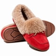 thumbnail image 1 of Knivor Cozy Moccasin Slippers for Women Metal Slip On Warm Fluffy Slippers Closed Toe Fashion Loafers Slippers for Indoor Outdoor House Shoes, 1 of 9