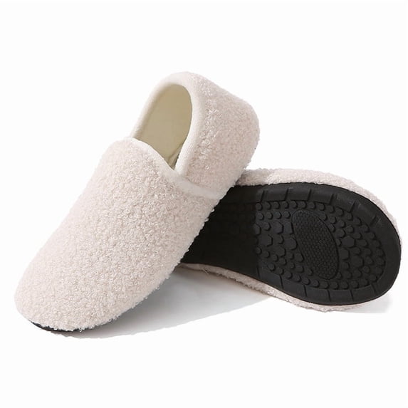 Knivor Cozy Slippers for Women with Hook Loop Warm Fuzzy Slippers Sock Shoes Ultra-Light House Slippers with Mute Anti-Slip Sole for Indoor Bedroom/Yoga