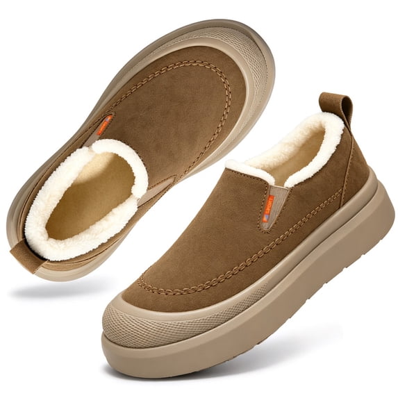 Knivor Platform Slip On Ankle Bootie Slippers for Women Fleece Lined Thick Sole Closed Back Warm Winter Bootie Slippers for Indoor Outdoor Daily Wear