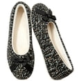 thumbnail image 1 of Knivor Fluffy Ballerina House Slippers for WomenTweed Bow Fleece Lined Non Slip Closed Back Flat Indoor Lounge Slippers, 1 of 9