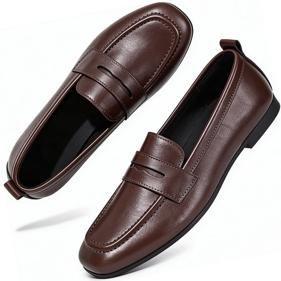 Knivor Loafers for Women Penny Slip‑On Loafer Shoes Faux Leather Flat Casual Comfortable Dress Shoes for Office Daily Wear