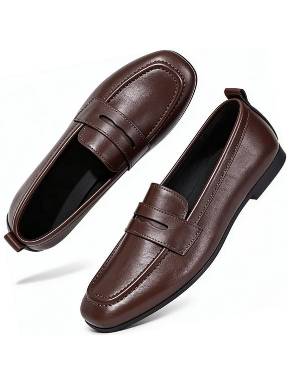 Loafers for Women Penny Slip‑On Loafer Shoes Faux Leather Flat Casual Comfortable Dress Shoes for Office Daily Wear