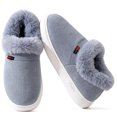 thumbnail image 1 of Knivor Memory Foam Bootie Slippers for Women Men Unisex Corduroy Faux Fur Collar Closed Back House Slippers Plush Fuzzy Warm Indoor Winter Home Shoes for Couples, 1 of 9