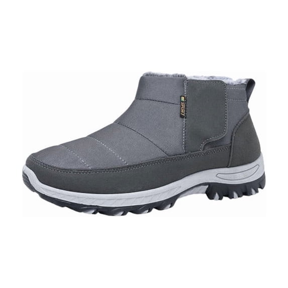 Knivor Men High-top Winter Snow Boots Hook & Loop Slip-Resistant Cushion Wearproof Sole Faux Fur Warm Outdoor Winter Shoes