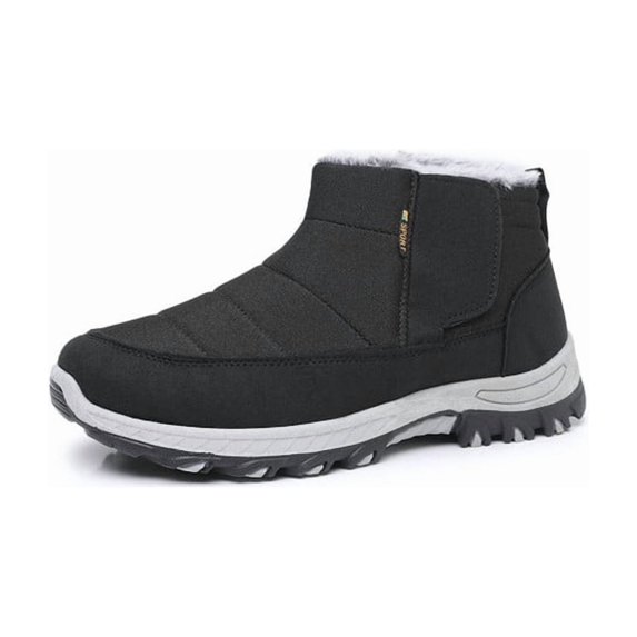 Knivor Men High-top Winter Snow Boots Hook & Loop Slip-Resistant Cushion Wearproof Sole Faux Fur Warm Outdoor Winter Shoes