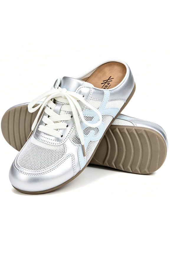 Mesh Mule Sneakers for Women with Latex Memory Foam Insole Breathable Backless Casual Shoes Lightweight Slip On Sneakers Non Slip Summer for Daily Wear