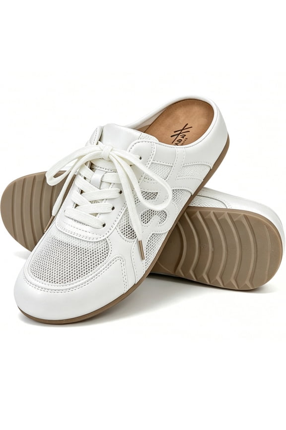 Mesh Mule Sneakers for Women with Latex Memory Foam Insole Breathable Backless Casual Shoes Lightweight Slip On Sneakers Non Slip Summer for Daily Wear