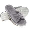 thumbnail image 1 of Knivor Open Toe Bow House Slippers for Women Soft Coral Fleece Non Slip Flat Indoor Slide Slippers for Bedroom Lounge, 1 of 9