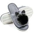 thumbnail image 1 of Knivor Open Toe Fuzzy House Slippers for Women Cute Pom Pom Decor Non Slip Fluffy Indoor Slide Slippers, 1 of 9