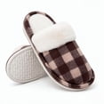 thumbnail image 1 of Knivor Plaid Scuff Slippers for Women Fuzzy Cuff Plush Lined House Slippers Non‑Slip Warm Indoor‑Outdoor Winter Home Shoes for Gift, 1 of 8